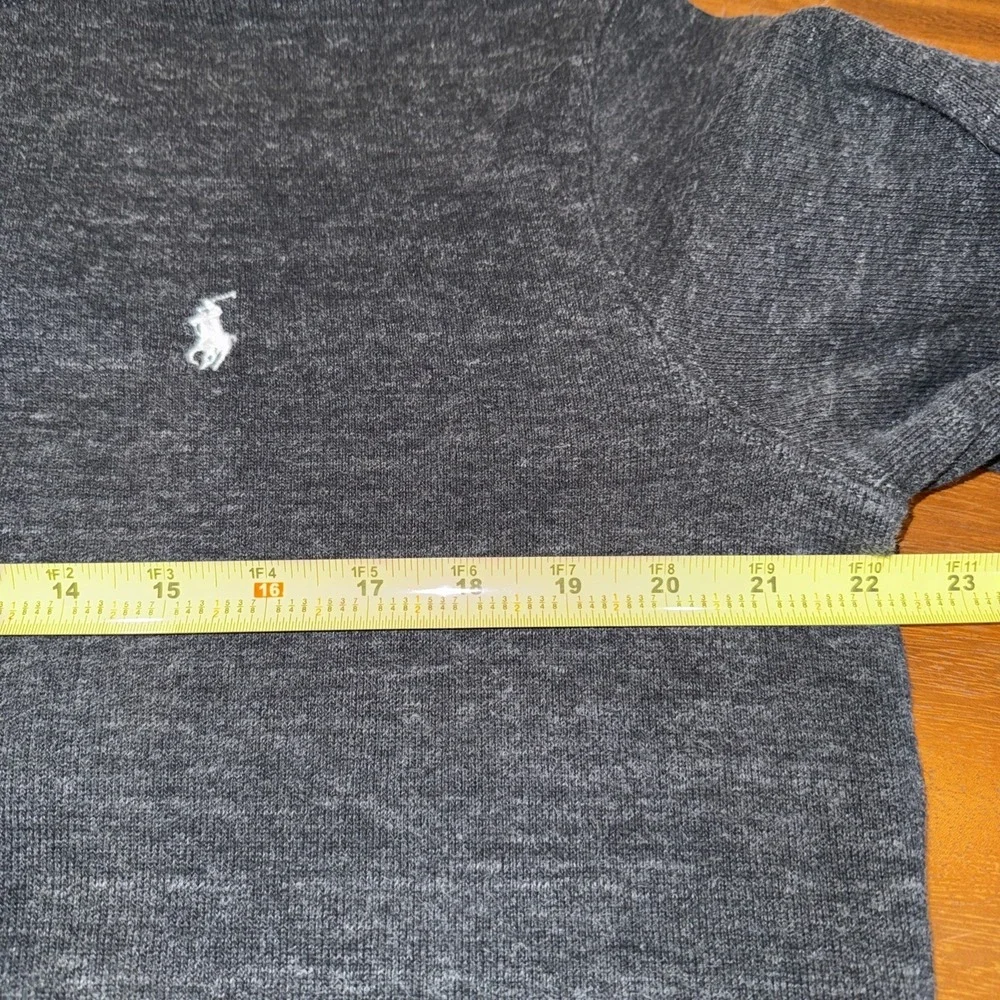 Polo Ralph Lauren Mens Quarter Zip Pullover Sweater Heather Grey Medium Cotton
